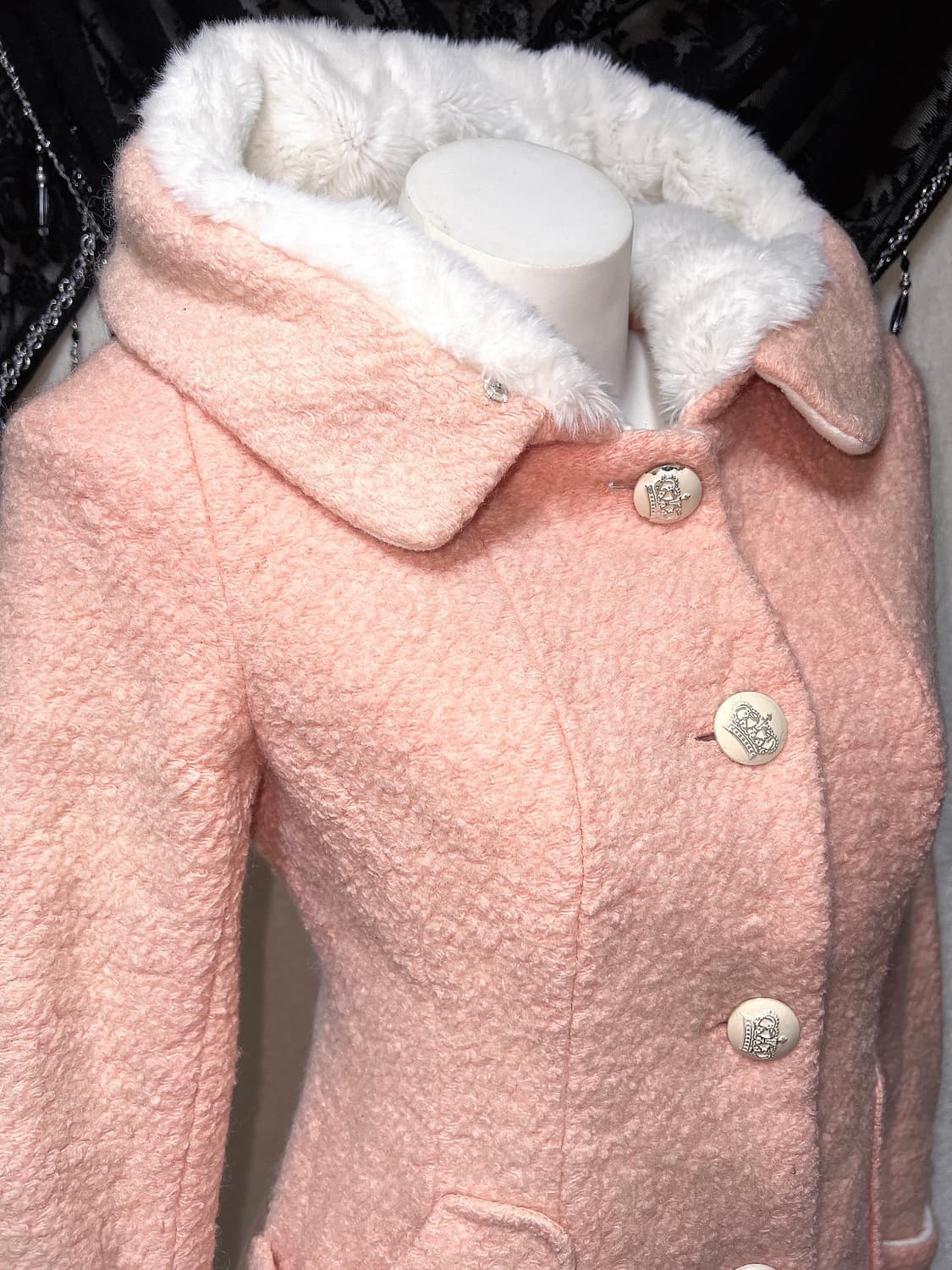 히메갸루 라떼 로맨틱 로걀 핑크 퍼후드 코트 자켓 러블리 핀터 하치 상품이미지3