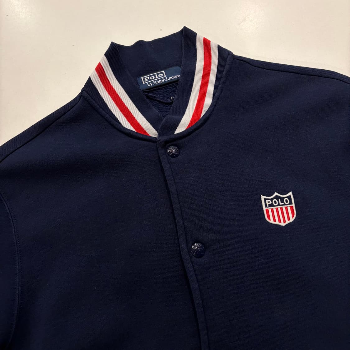 [S] 폴로 실드 USA 자수 베이스볼 코튼 자켓 네이비 E252 상품이미지3