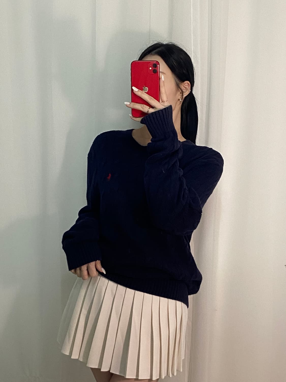 폴로 꽈배기 네이비 포니 니트 상품이미지1