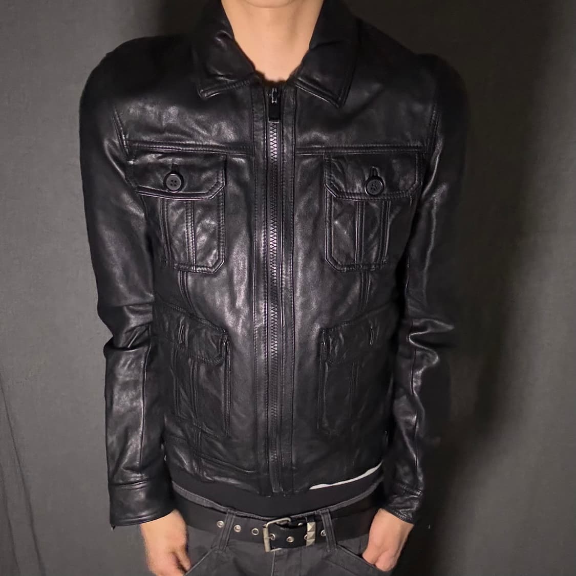 japan vintage lamb skin pocket jacket 상품이미지4