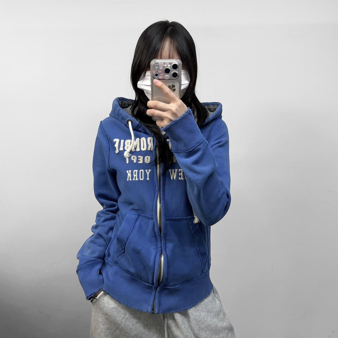 아베크롬비 스펠 로고 후드집업 블루 상품이미지1