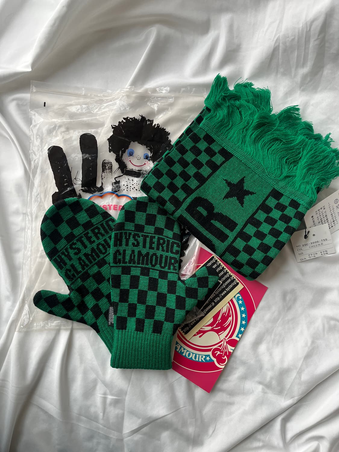 (새상품)히스테릭 글래머 아카이브 체커보드 니트 목도리 머플러 장갑 세트 상품이미지2