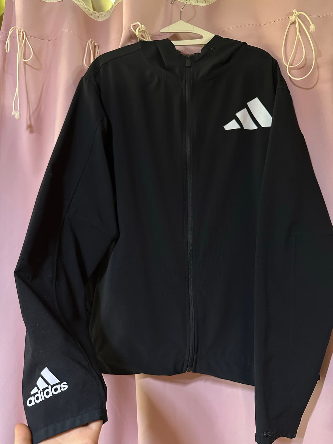 아디다스 후드 바람막이 데일리 우븐 경량 바람막이 아디다스블랙 삼선 바막 상품이미지1