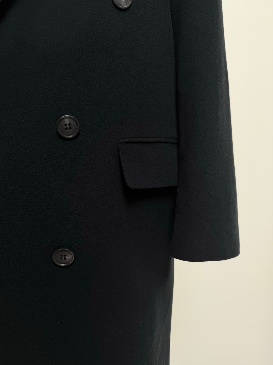 [캐시미어 100%] 빅사이즈 남성 블랙 더블 버튼 롱코트 105-110 상품이미지5
