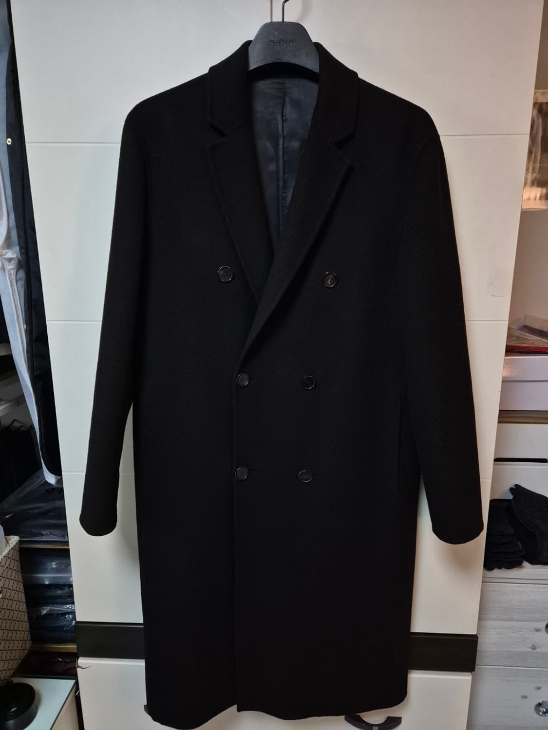 (100) 타임옴므 블랙 핸드메이드 캐시미어 더블코트 상품이미지1
