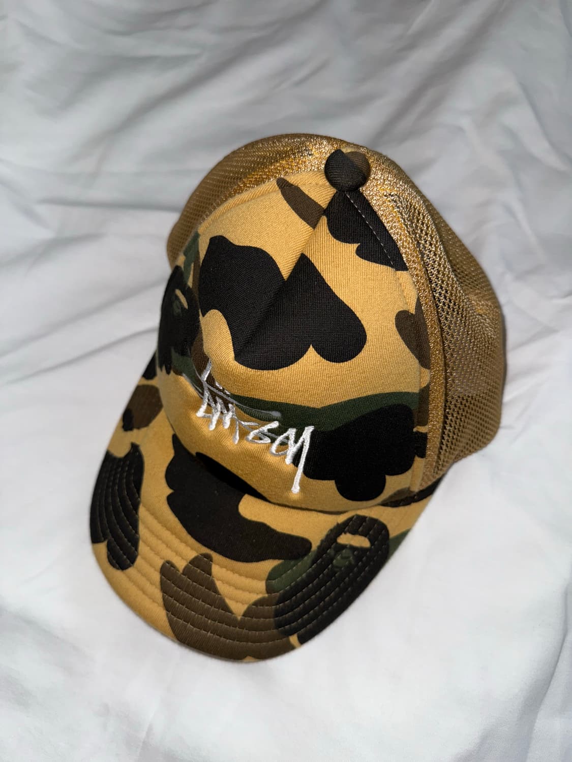 베이프 스투시 옐로우 카모 캡 상품이미지1