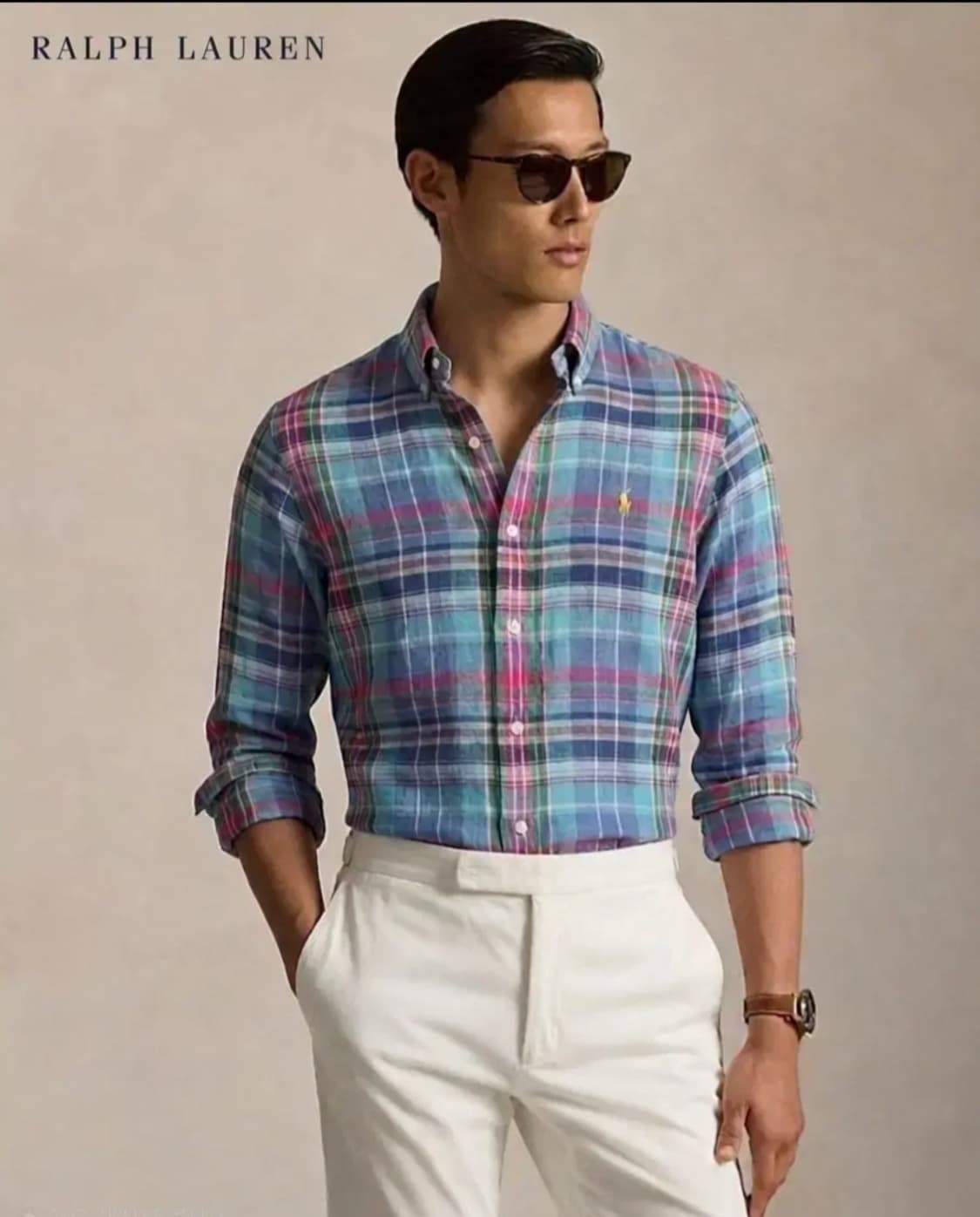 폴로랄프로렌 체크 린넨 셔츠 95사이즈 상품이미지2