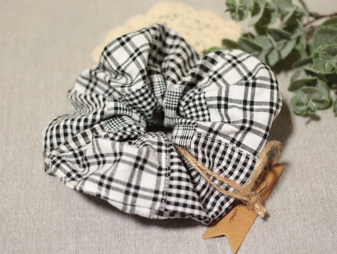 핸드메이드 체크 스크런치 3개세트 상품이미지5