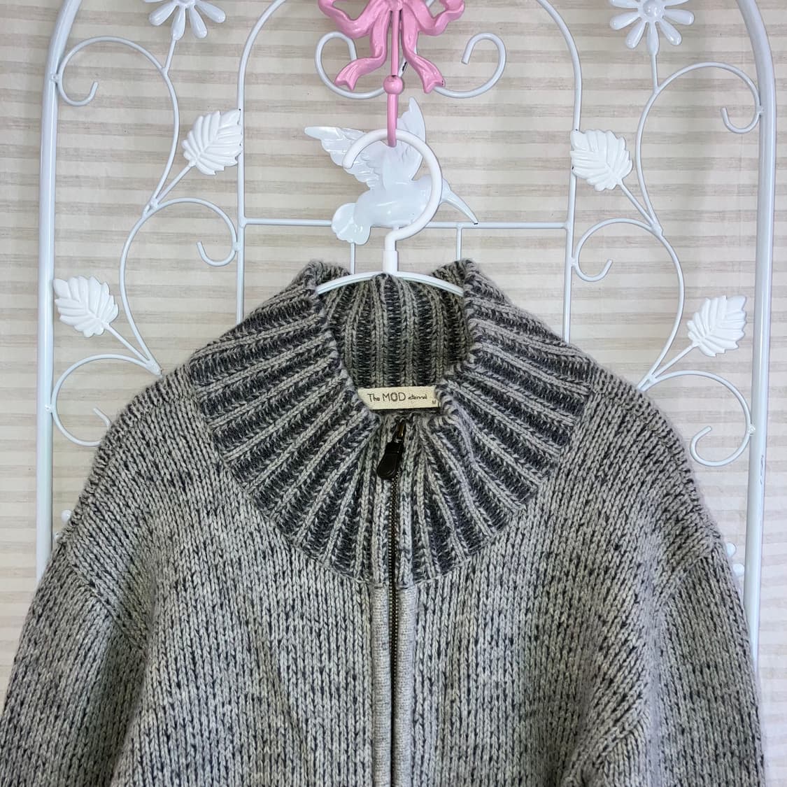 빈티지 멜란지 폴라 집업 y2k 스트릿 갸루 펑키468 상품이미지4