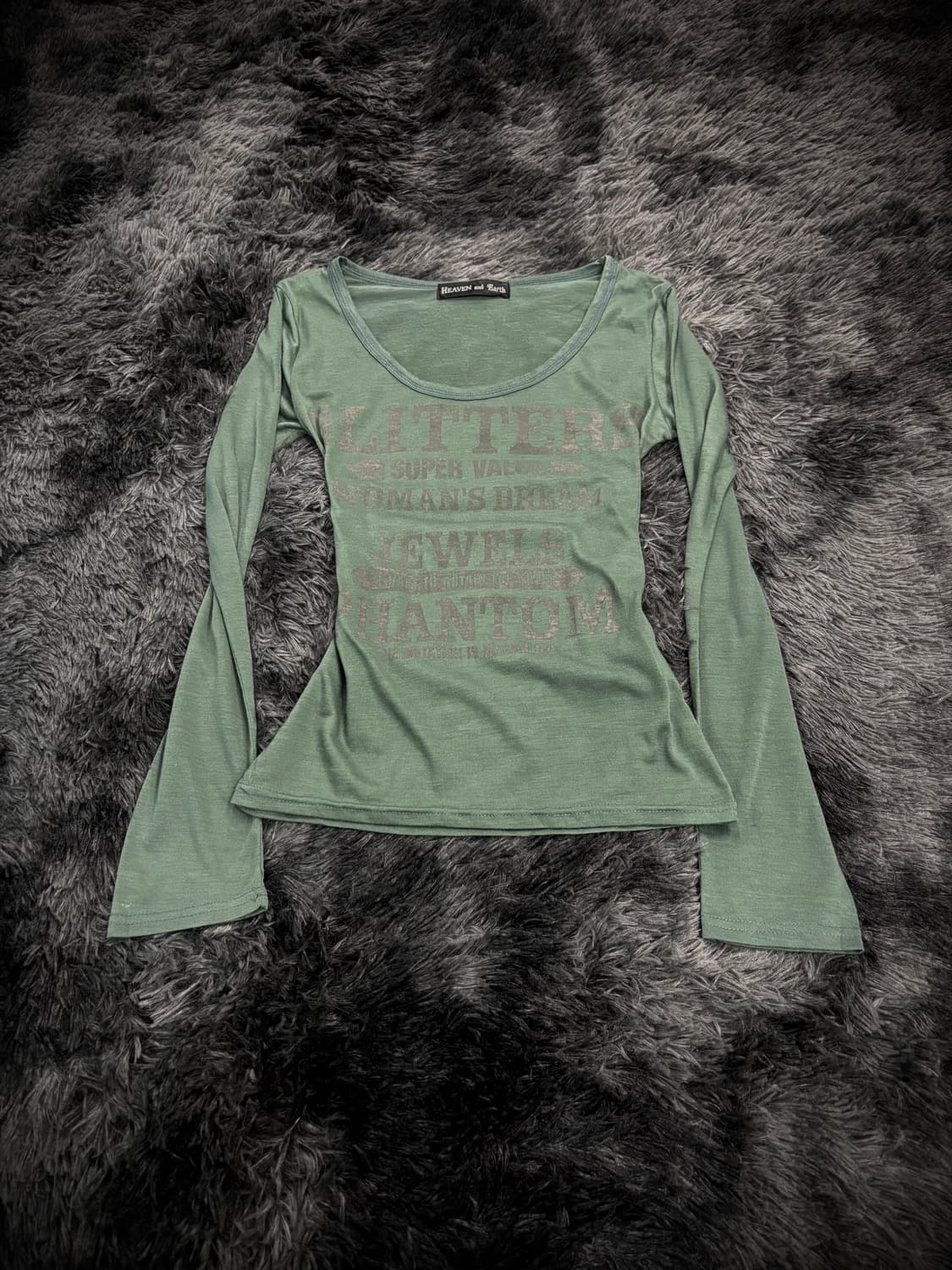 Heaven and Earth 실버 글리터 레터링 Y2k 긴팔 상품이미지1