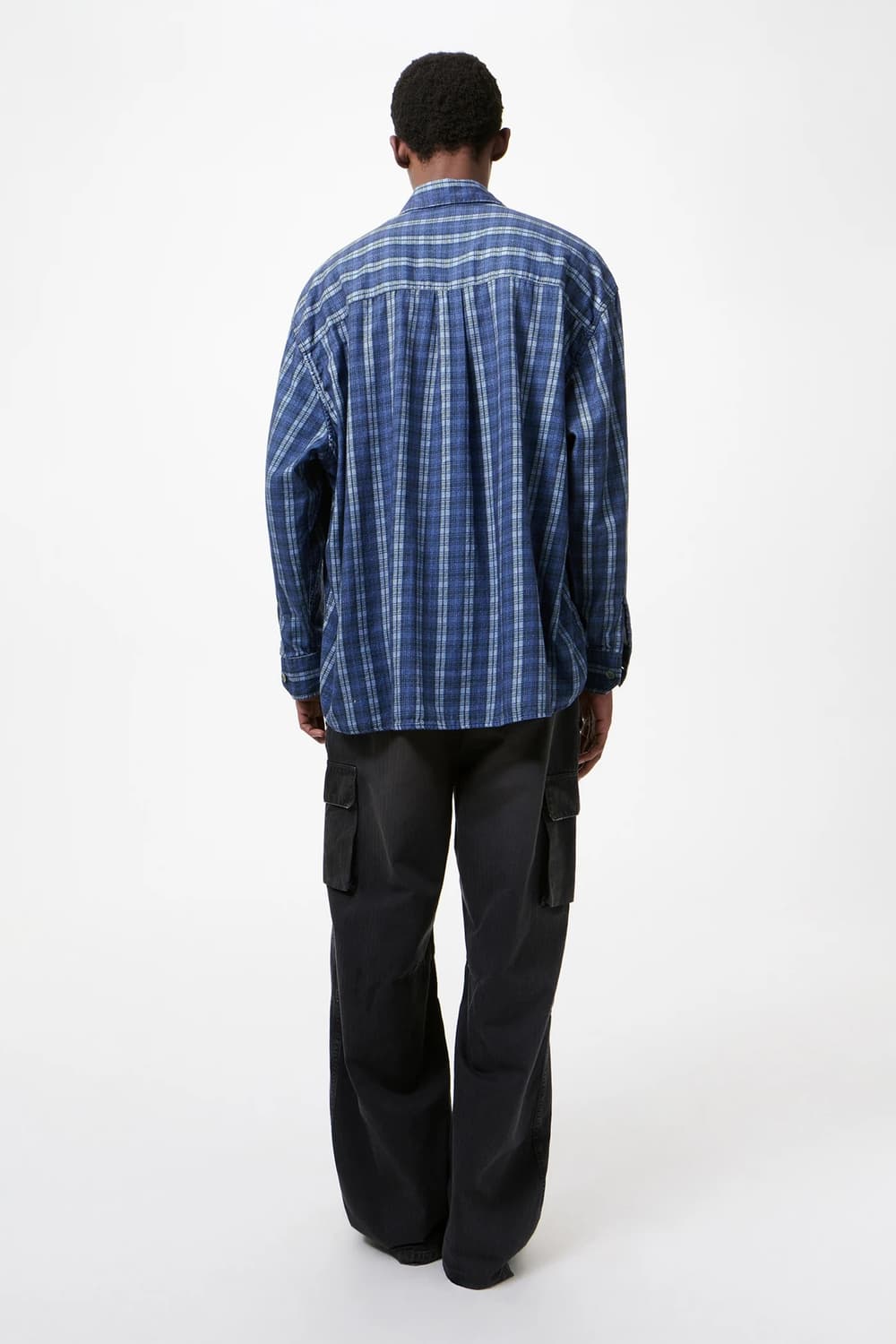 [46,48,50,52]아워레가시26ss 버로우드 체크 셔츠/블루 상품이미지7