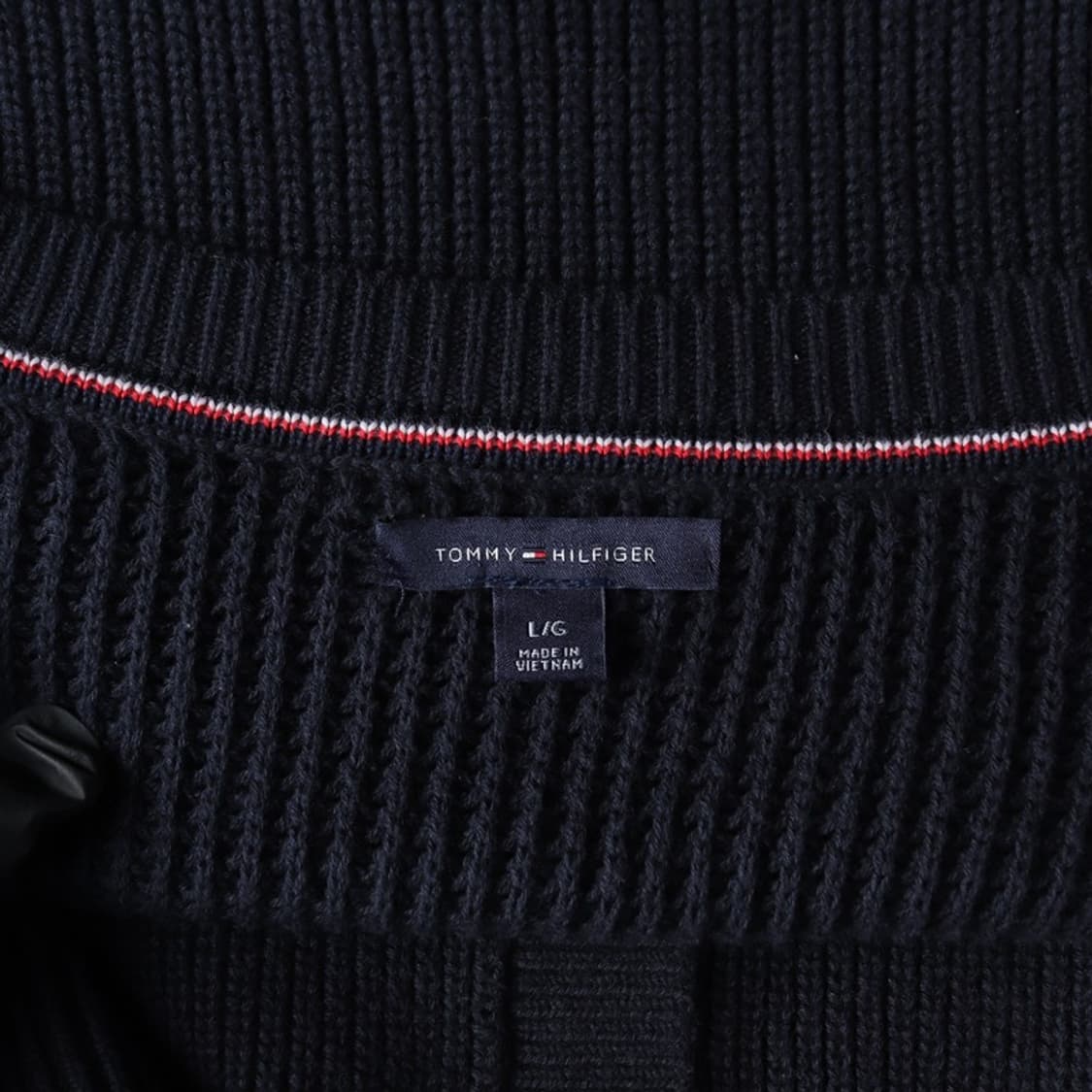 타미힐피거 자수 로고 브이넥 가디건 네이비 L 상품이미지5