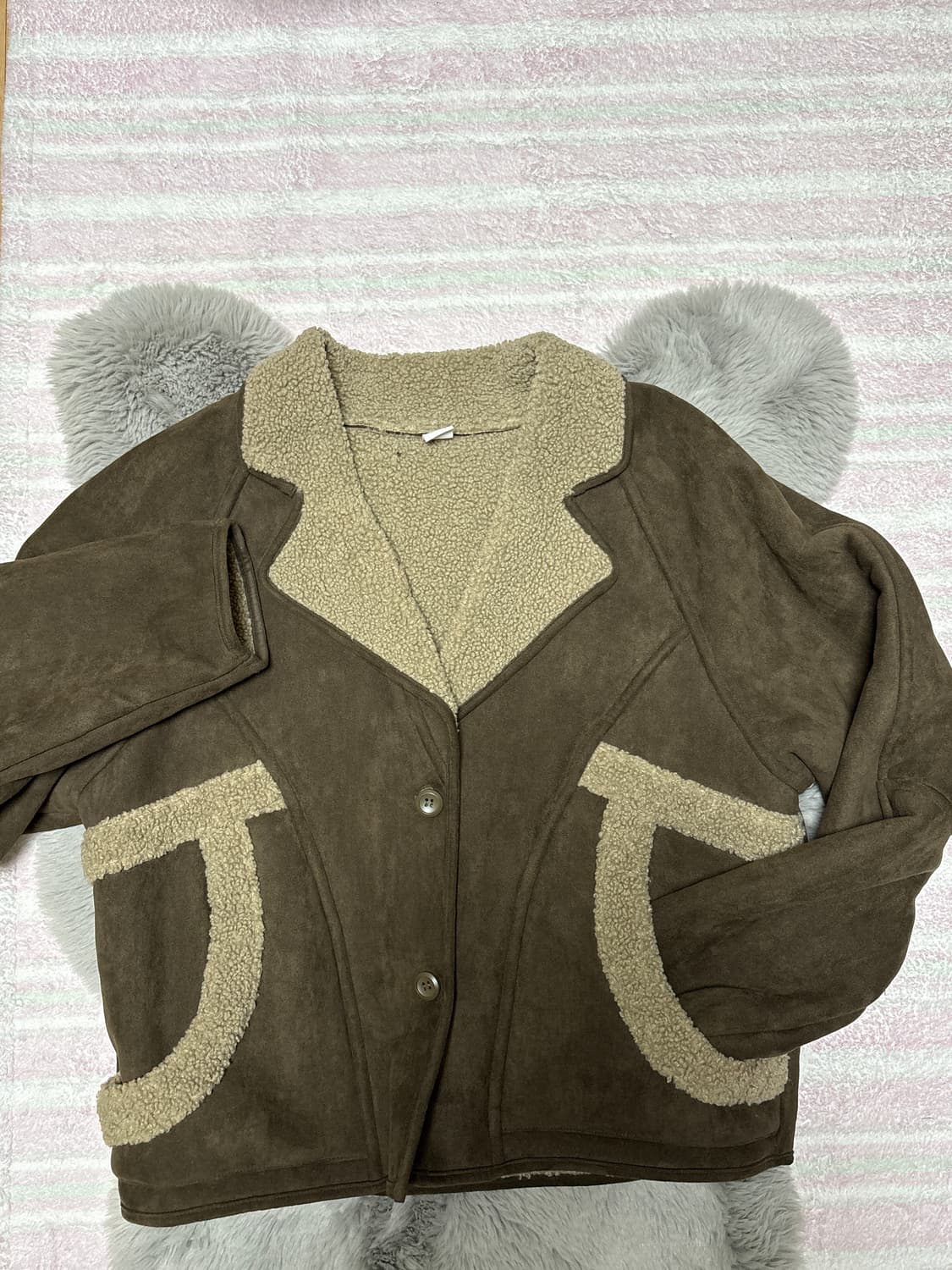 파르티멘토 우먼 스웨이드 쉬얼링 코트 무스탕 브라운 (실사 o) 상품이미지7