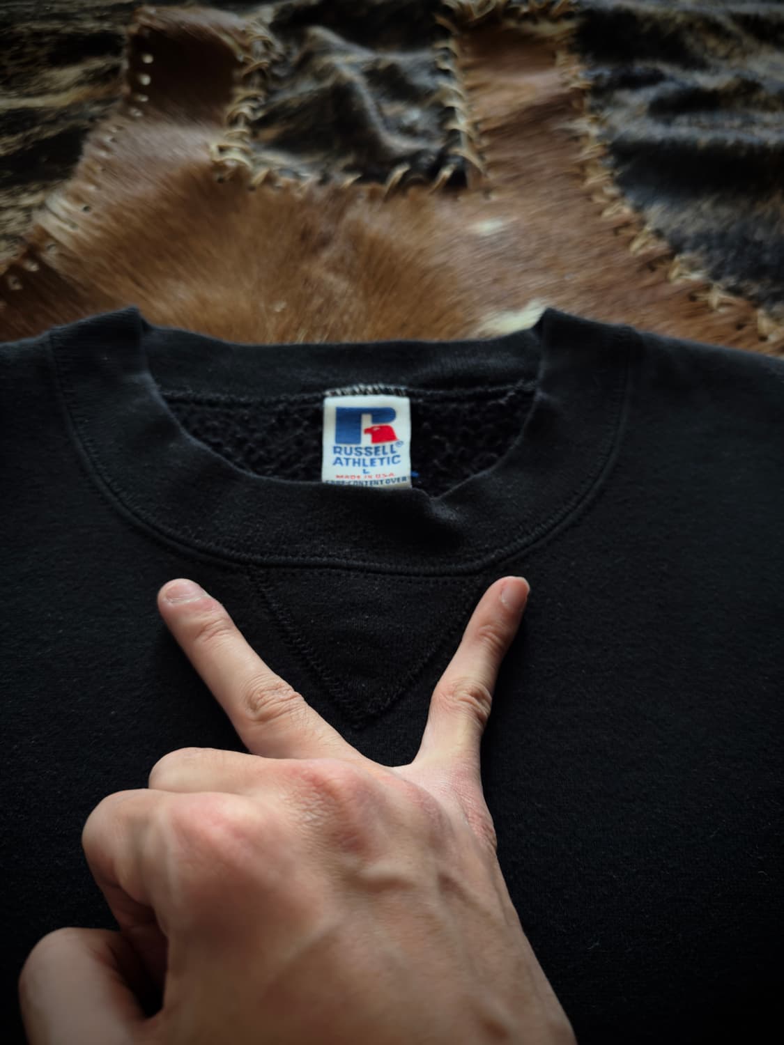 90s USA Russell Black Sweatshirt 상품이미지5