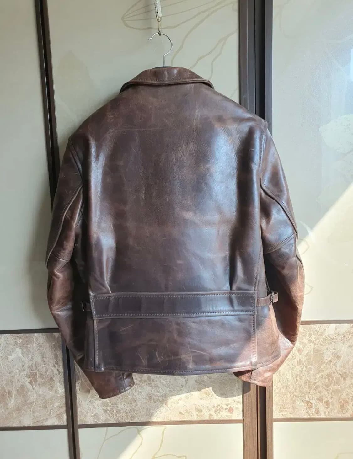 에어로레더 하프벨트 홀스하이드(말가죽) 자켓 38   상품이미지2