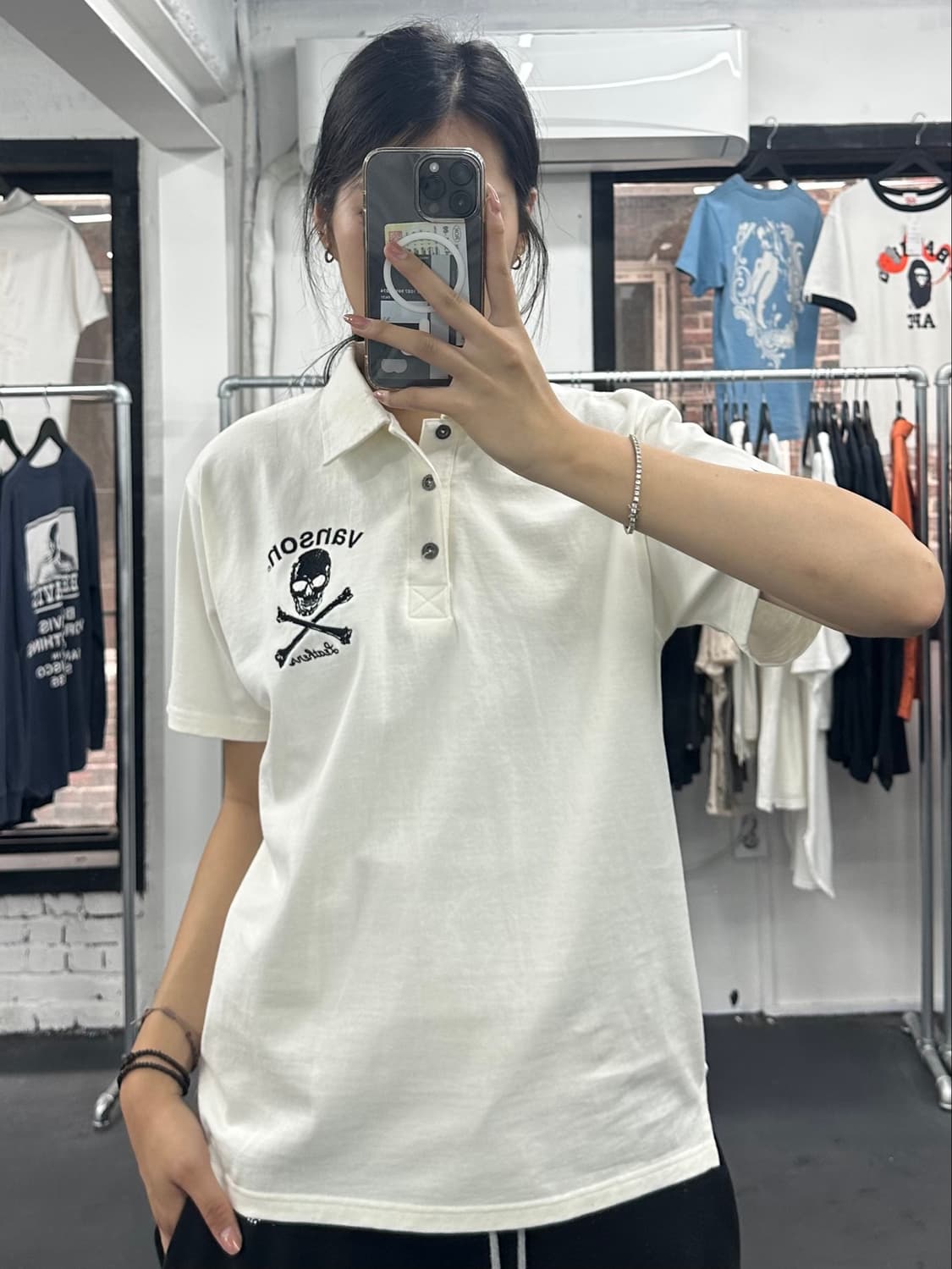 밴슨 레더 큐빅 스컬 PK 티셔츠 상품이미지4