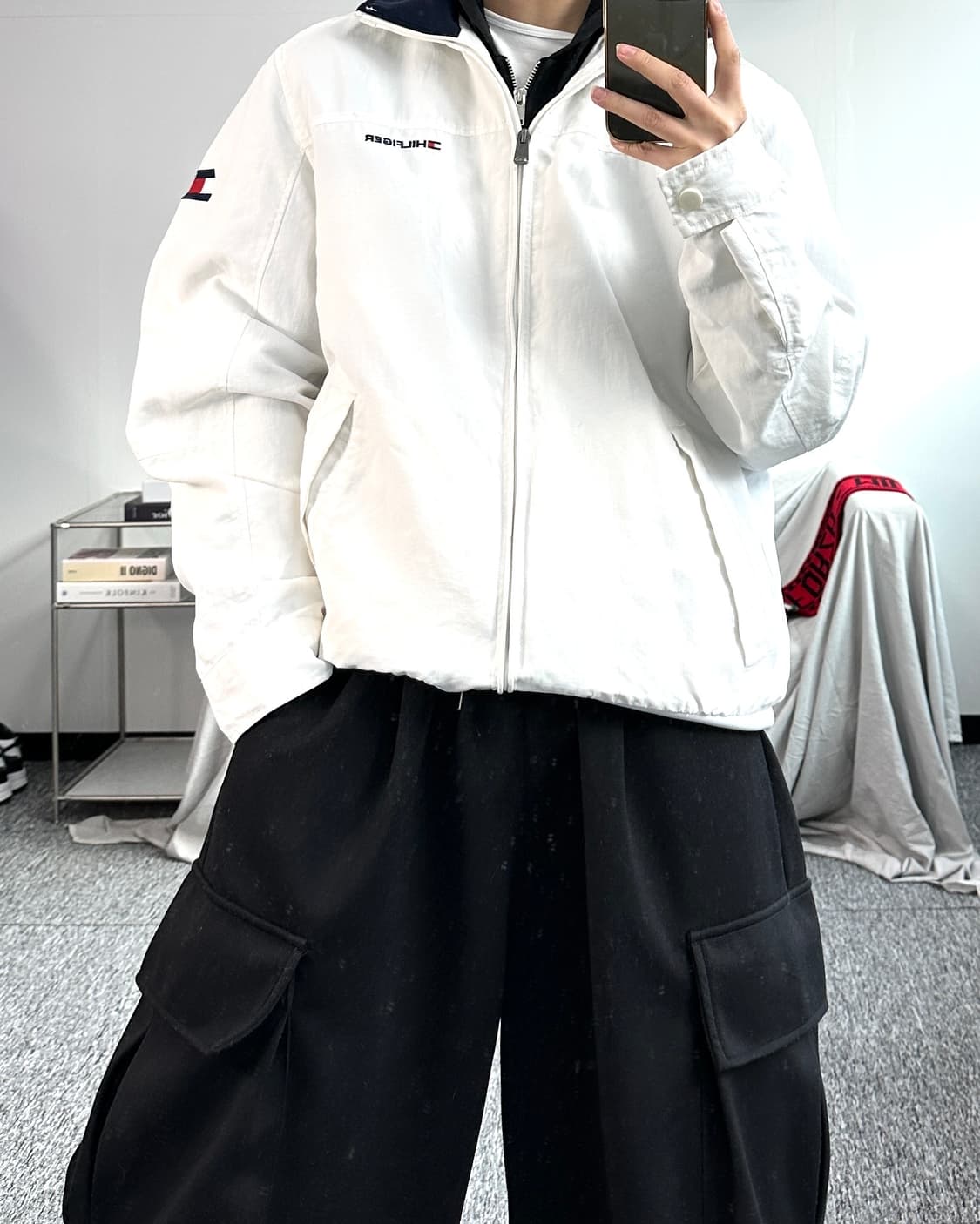 타미 힐피거 화이트 블루종 점퍼 M 상품이미지3