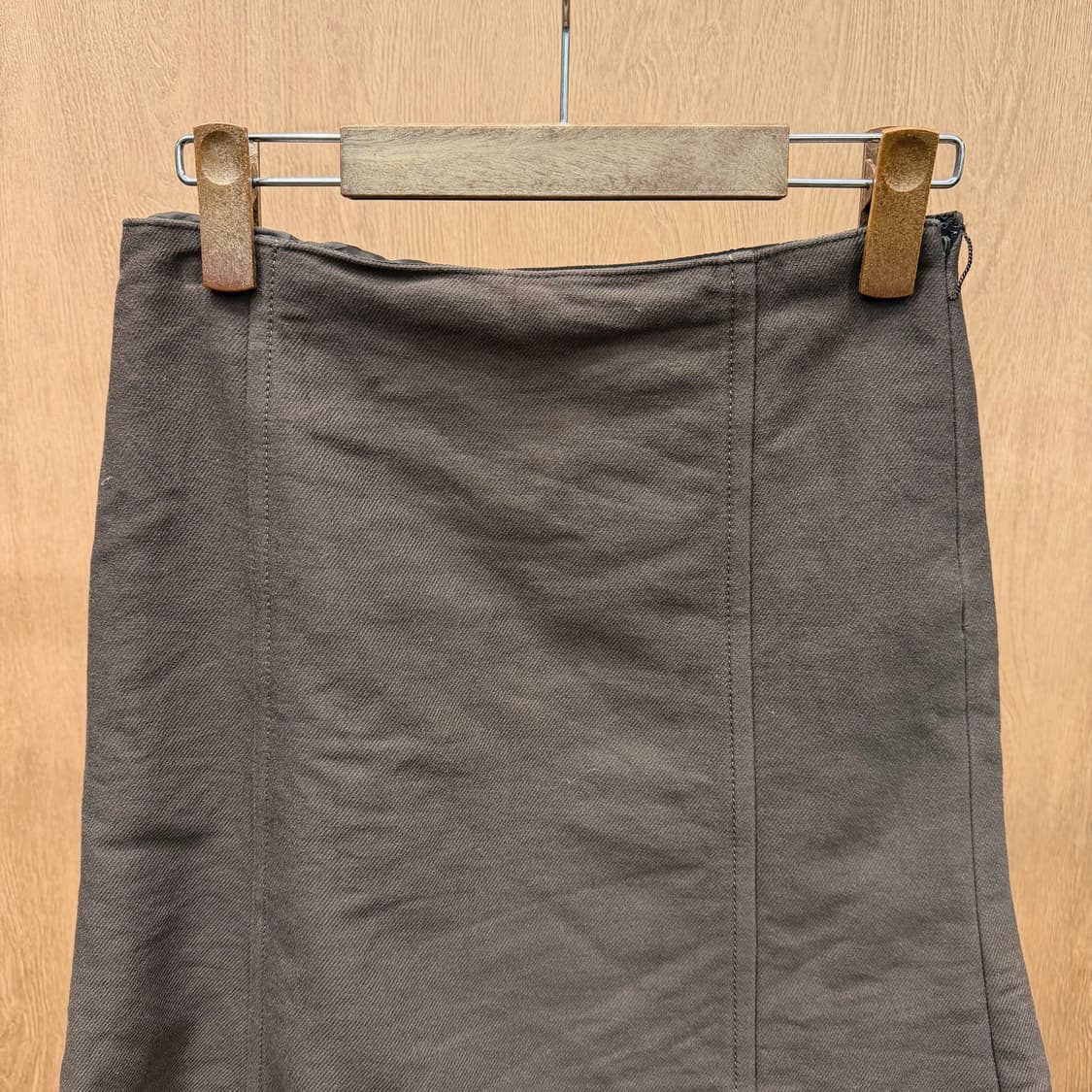 버버리 블루 라벨 울 코튼 미니 스커트 절개 디테일 A라인 브라운 상품이미지4