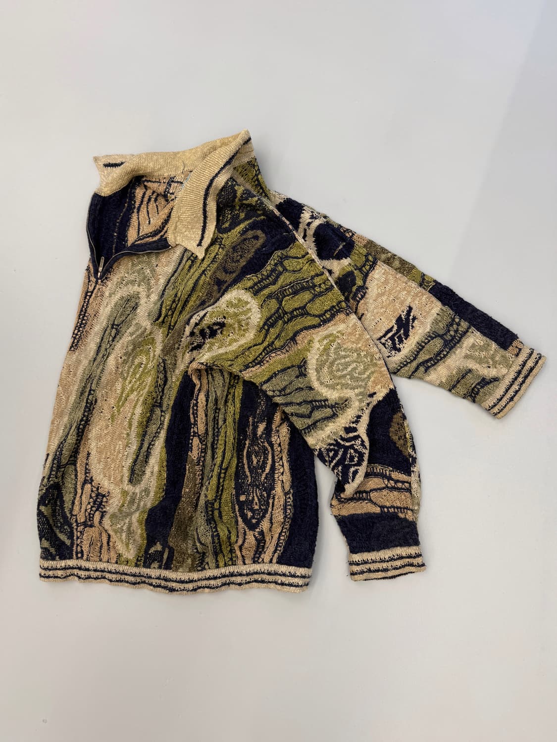 쿠지 루즈핏 케이블패턴 하프집 코튼 니트 상품이미지2