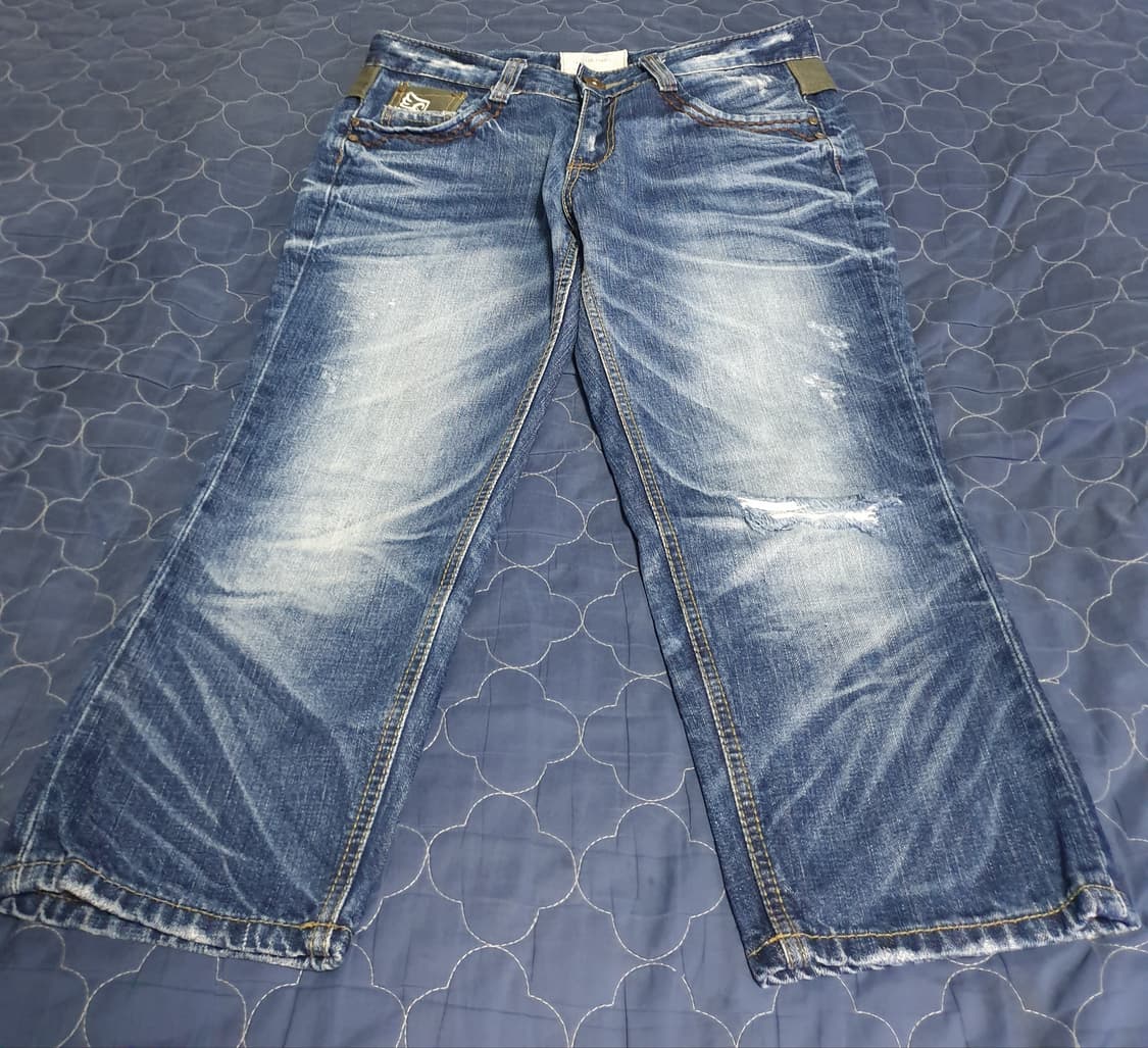 (빈티지) 로리타 진 에이징 워싱 7부 데님팬츠 블루 (M) 상품이미지1