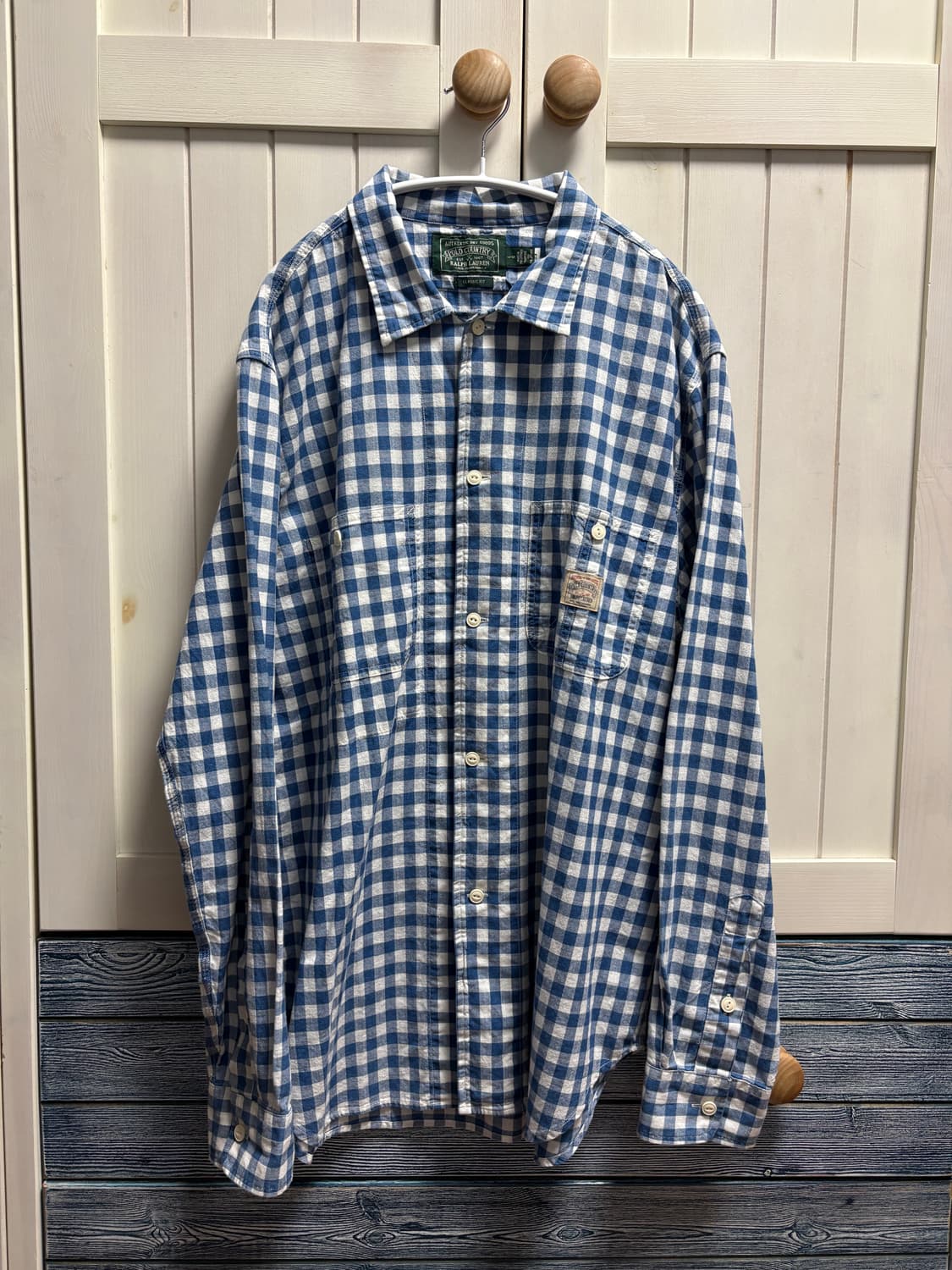 폴로 컨트리 셔츠 깅엄 체크 셔츠 L 라지 사이즈 상품이미지1