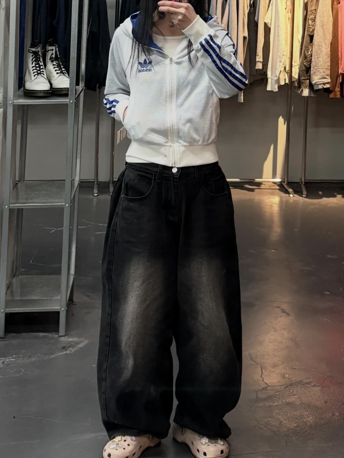 아디다스 00s 리버시블 매쉬 흰파 후드져지 A3629 상품이미지2