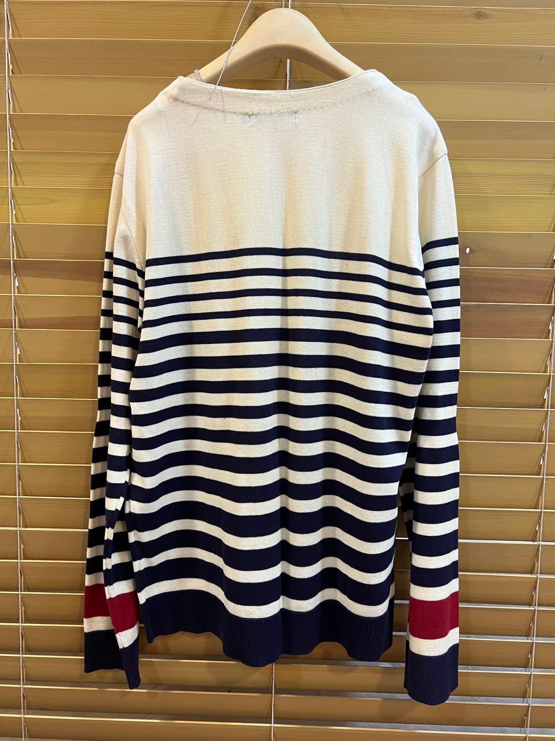 아야모리에 여성 아이보리 보더넥 코튼니트티셔츠 상품이미지4