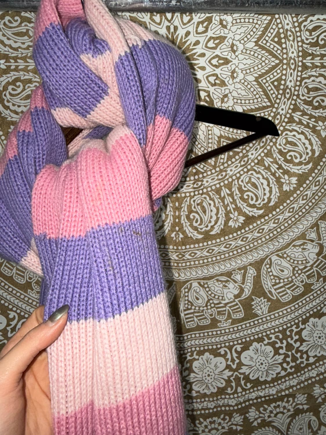 빈티지 스트라이프 퍼플핑크 목도리 머플러  상품이미지4