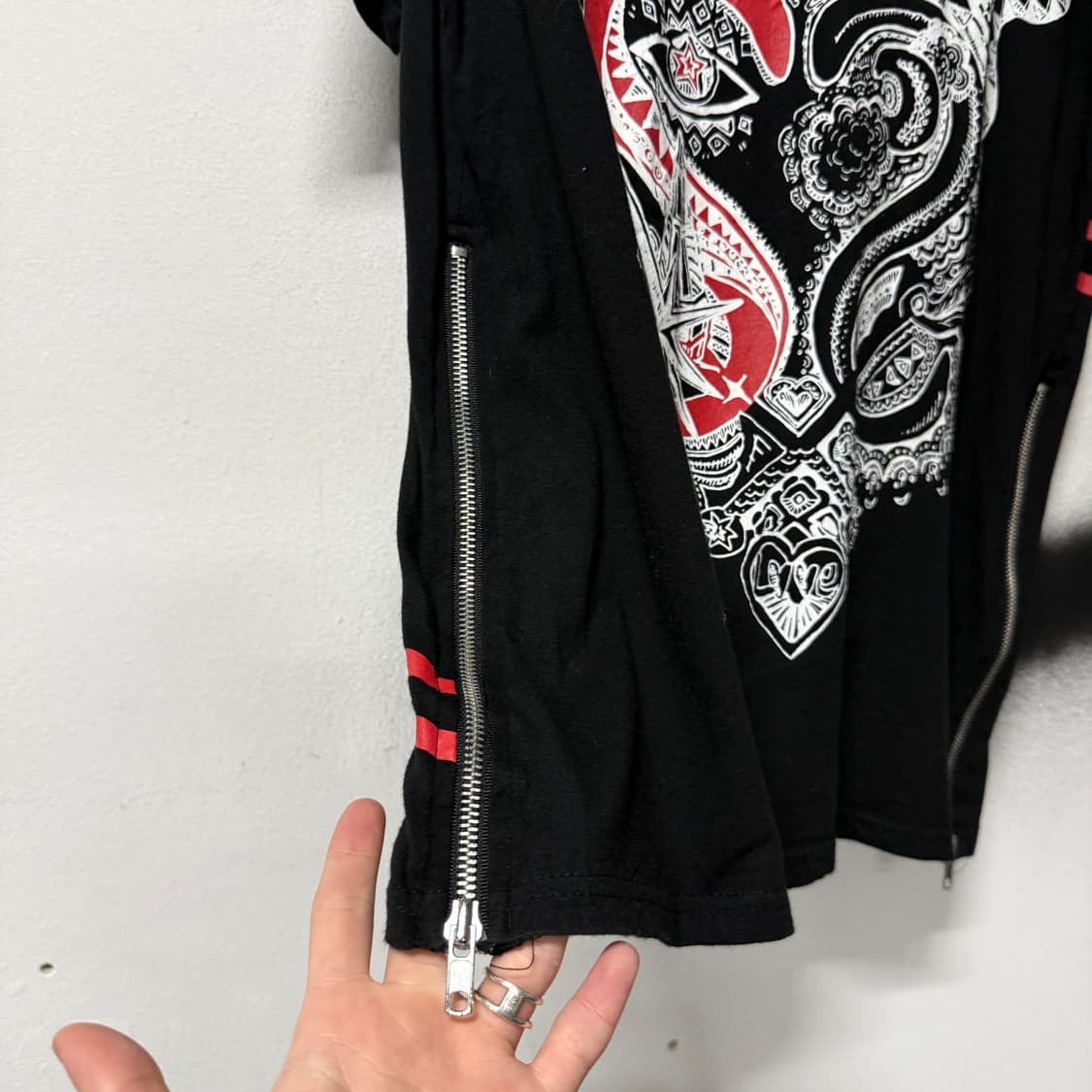 VTG 빈티지 락 고스 펑크 프린팅 사이드 지퍼 디테일 반팔 티셔츠 상품이미지5