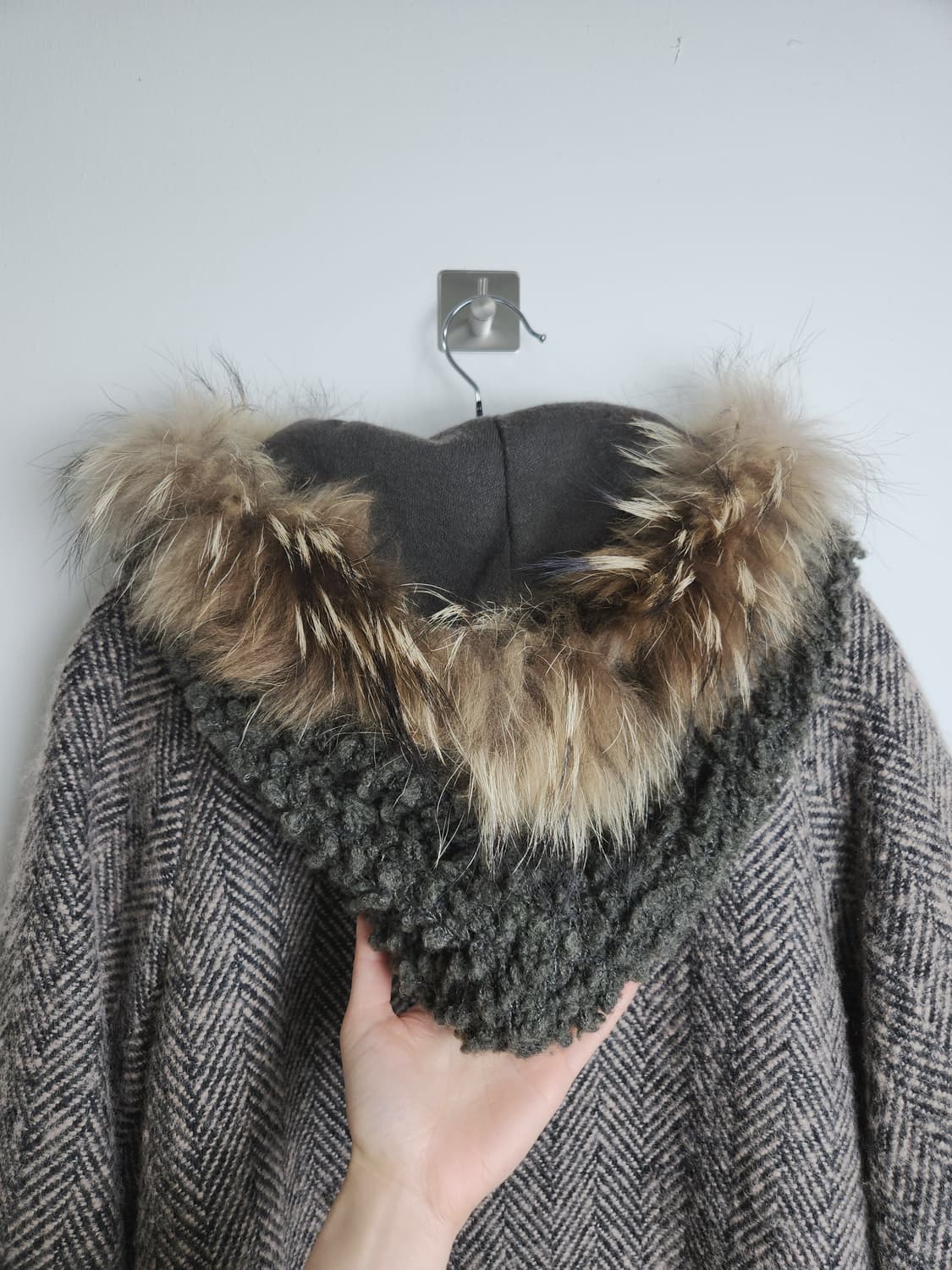 헤링본 라쿤 후드 자켓 상품이미지9