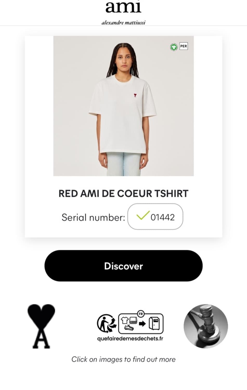 정품 M) AMI 아미 하트로고  반팔 티셔츠 상품이미지5