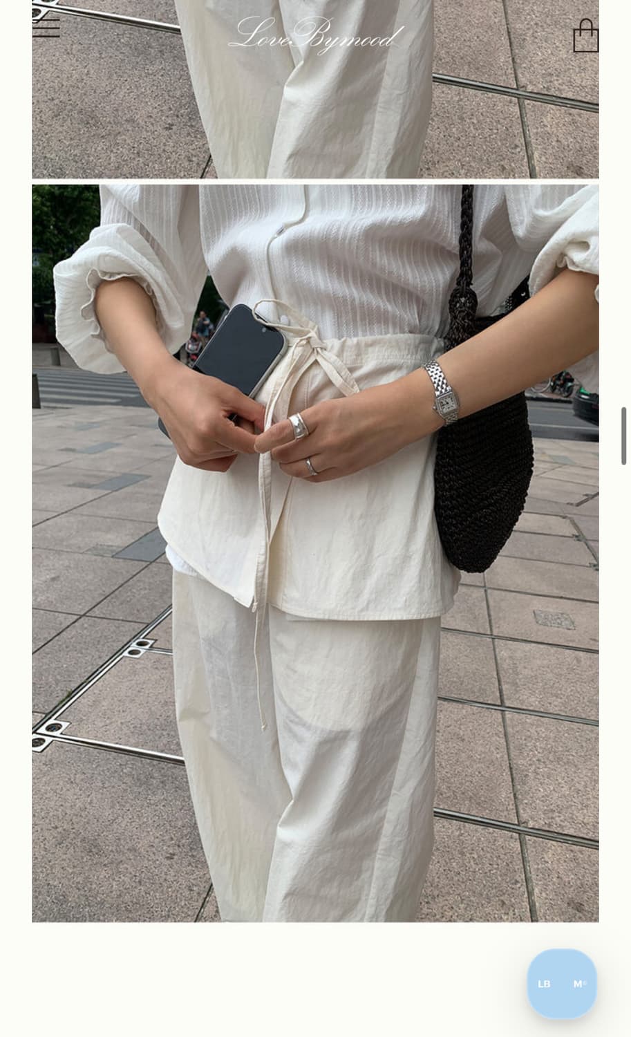 바이무드 레이어드 코튼 팬츠 아이보리 상품이미지3