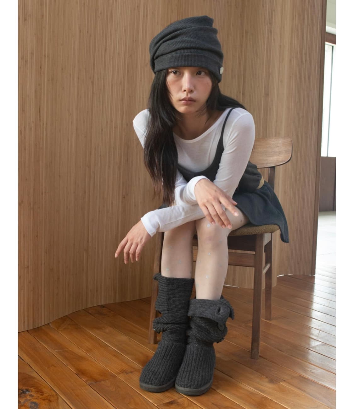 온스카 헤어밴드 비니 차콜 상품이미지2