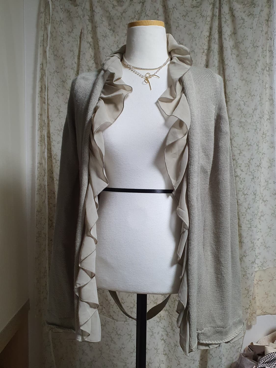 [갸루] 히메갸루 프릴 니트 가디건 베이지 에겐룩 상품이미지2