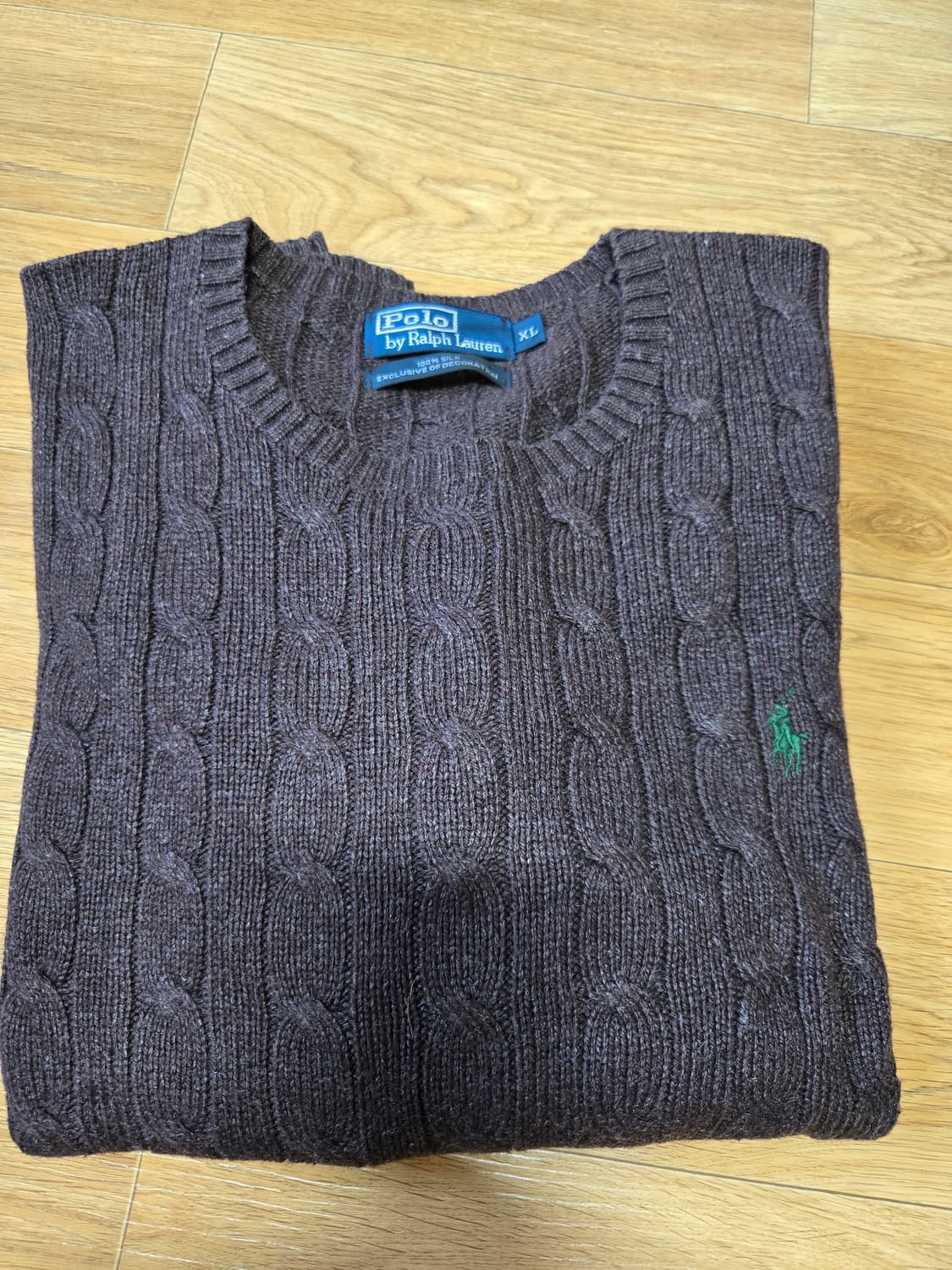 폴로랄프로렌 남성 정품 실크 케이블 스웨터 브라운 케이블 니트 상품이미지4