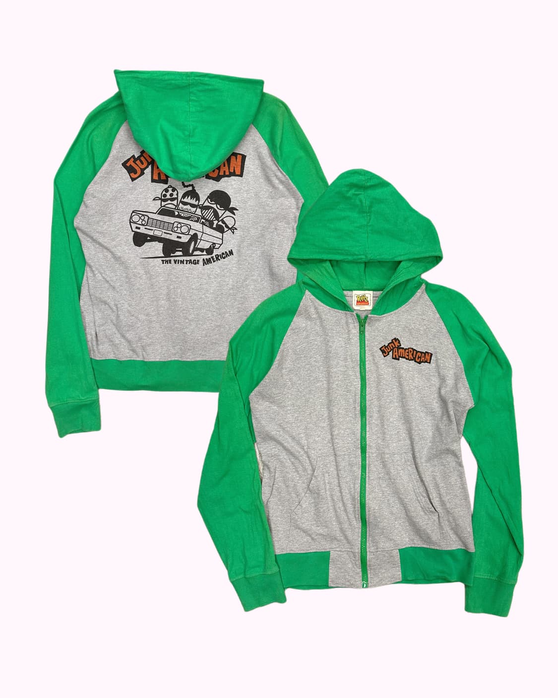 green raglan printing hood zip-up 상품이미지1