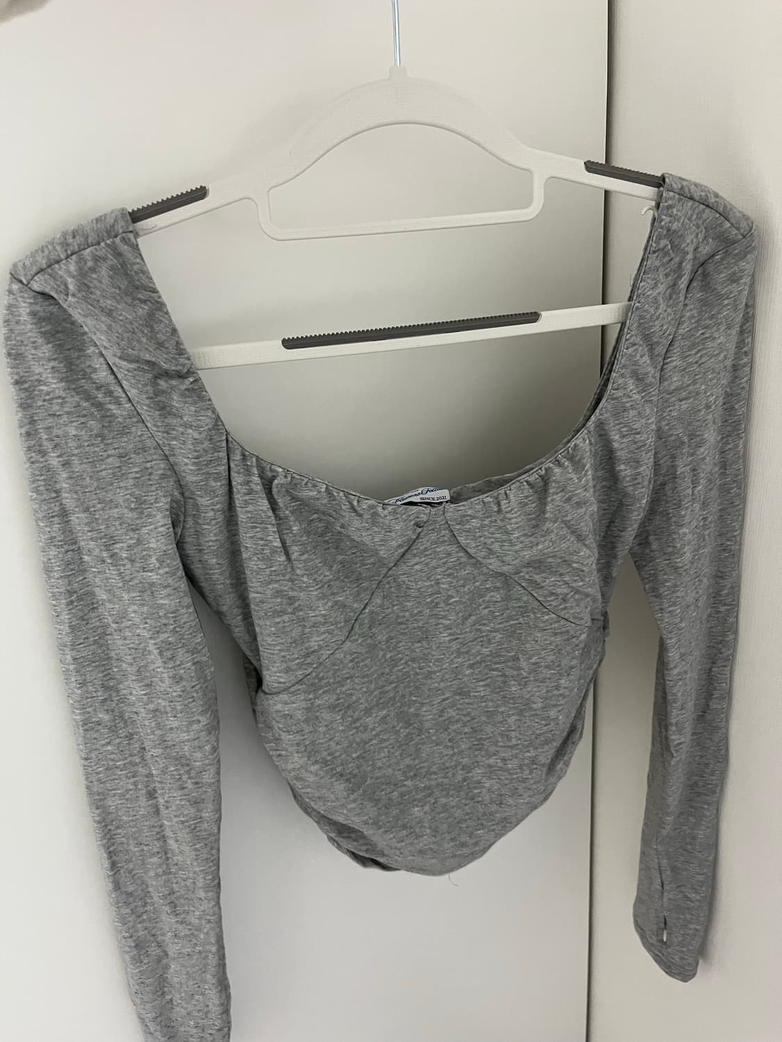 플리즈노팔로우 플노팔 미스티 셔링 롱슬리브 탑 - 멜란지그레이 상품이미지2