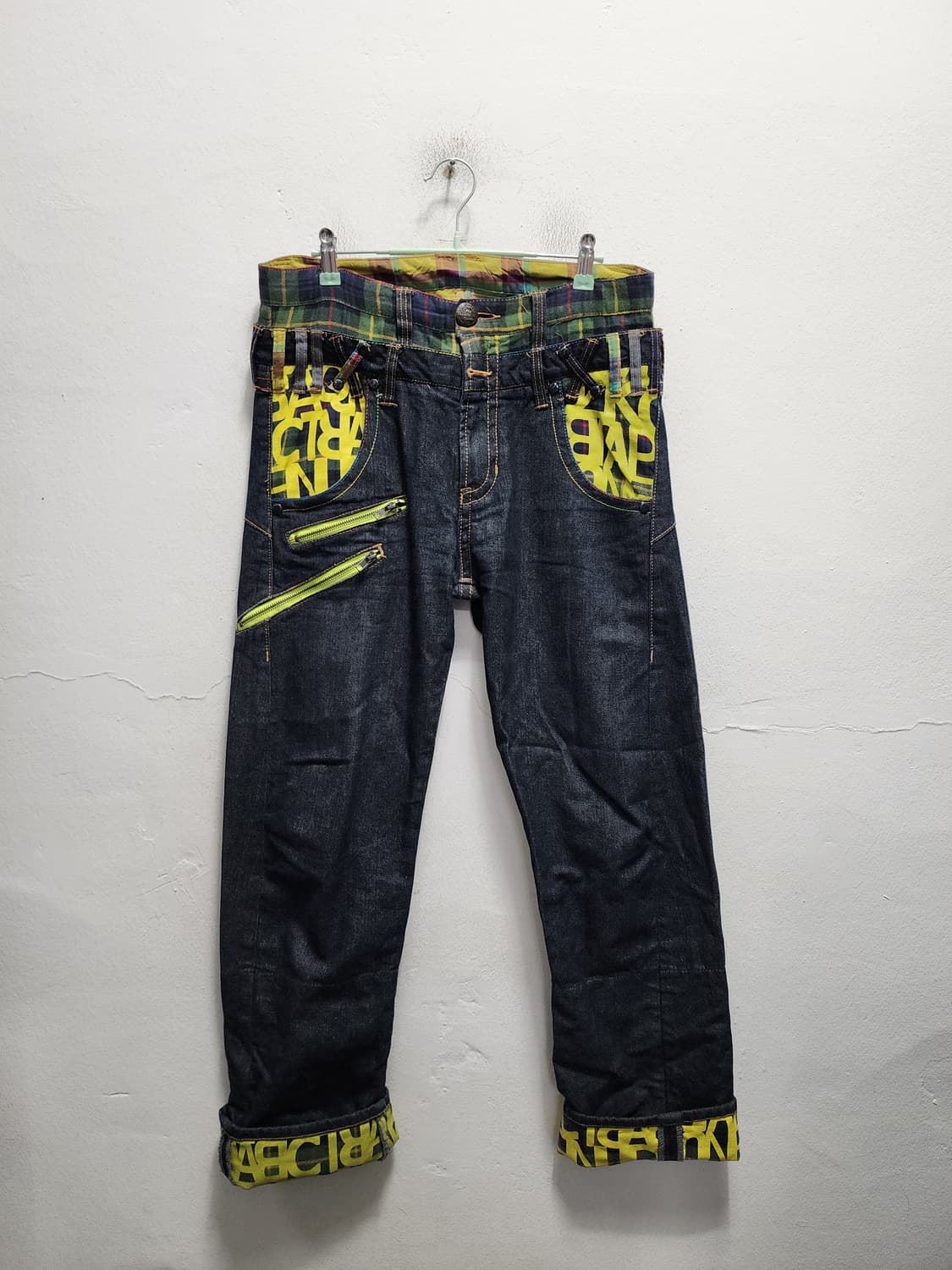 JPN 더블 웨이스트 레터링 데님팬츠 상품이미지2