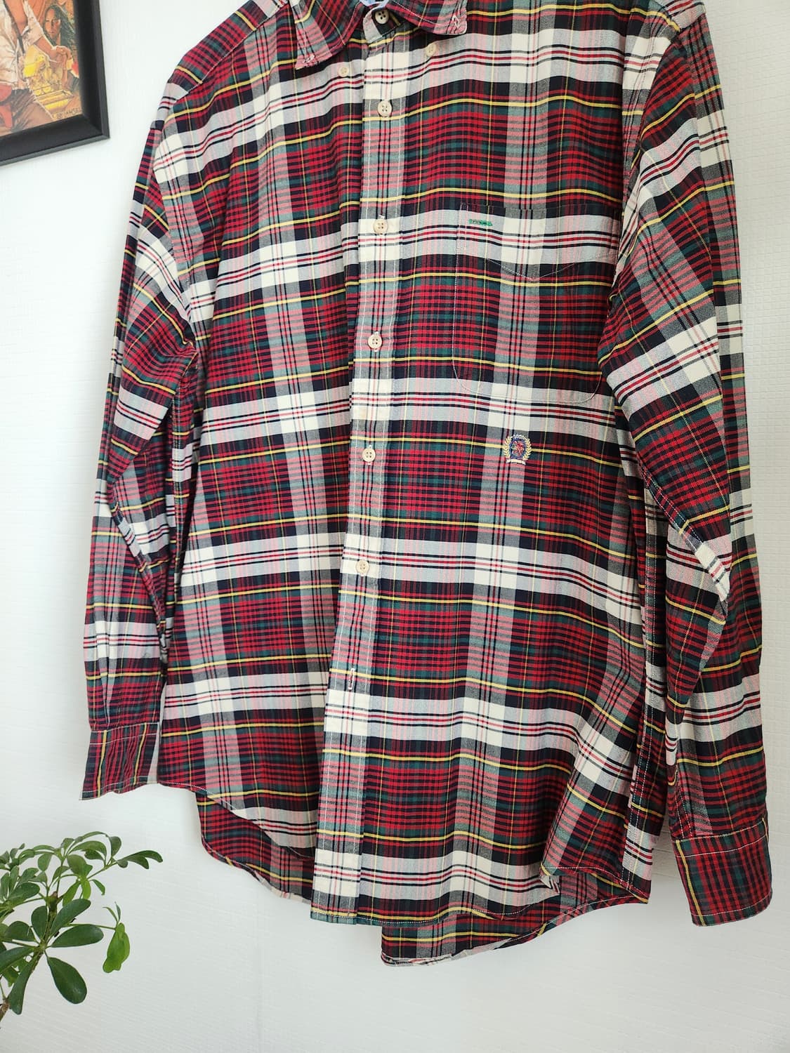 90s 타미 힐피거 와펜 체크 버튼다운 셔츠 상품이미지4