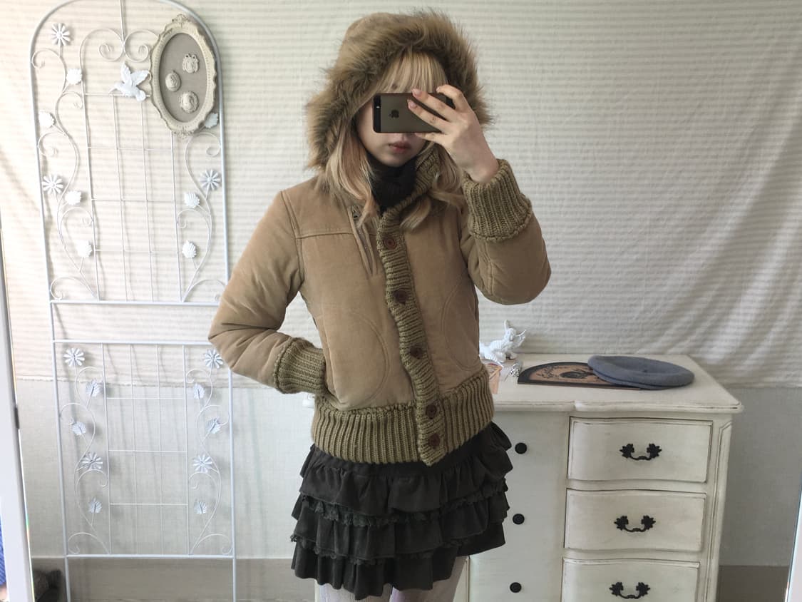 브라운 스웨이드 레이스 프릴 캉캉스커트 상품이미지2