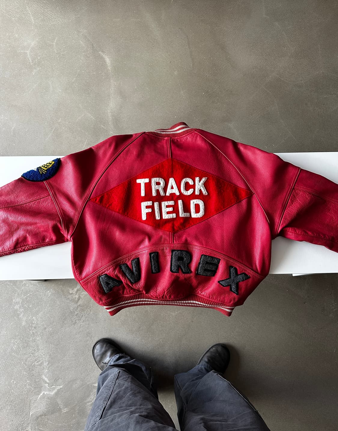 Avirex 90s 아비렉스 오리지널 트랙필드 레더 바시티 상품이미지1