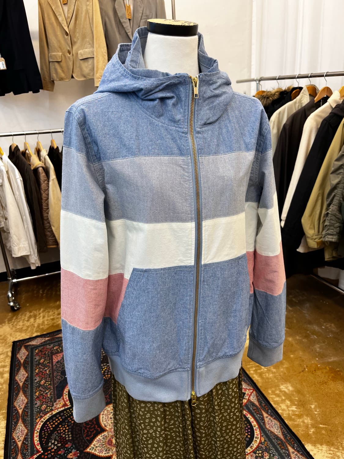 00's 타미 컬러 블락 후드 블루종 상품이미지1