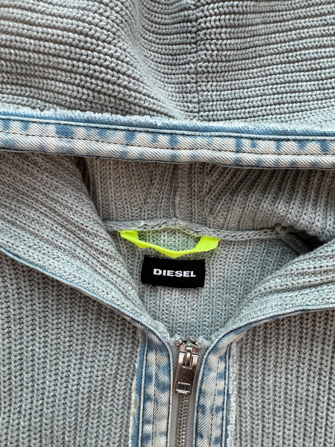 디젤 데님 블록 니트 후드 집업 L 상품이미지2