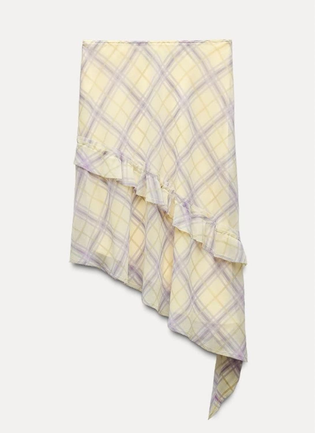 [택o 새상품] 자라 프릴 언밸런스 체크 패턴 스커트 S 상품이미지1