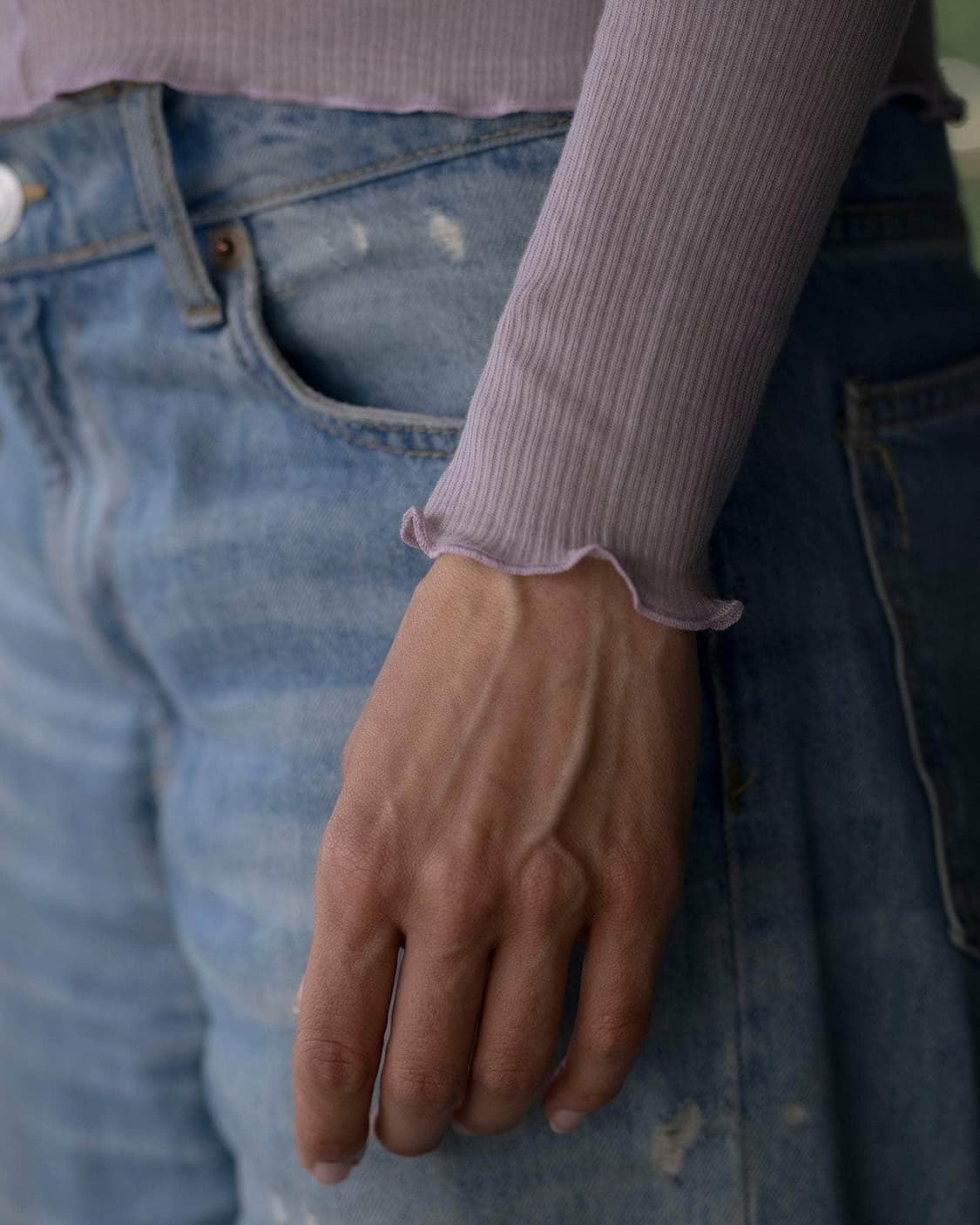 [S,M,L]베이스레인지 Pama 롱 슬리브리스 탑/벌비 퍼플 상품이미지3