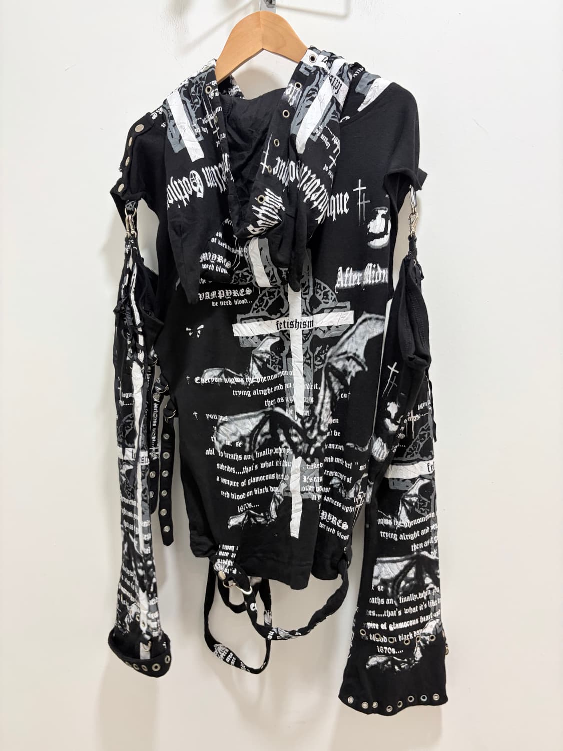 Y2k 매드 펑크맛 스컬 후드 티셔츠 상품이미지9