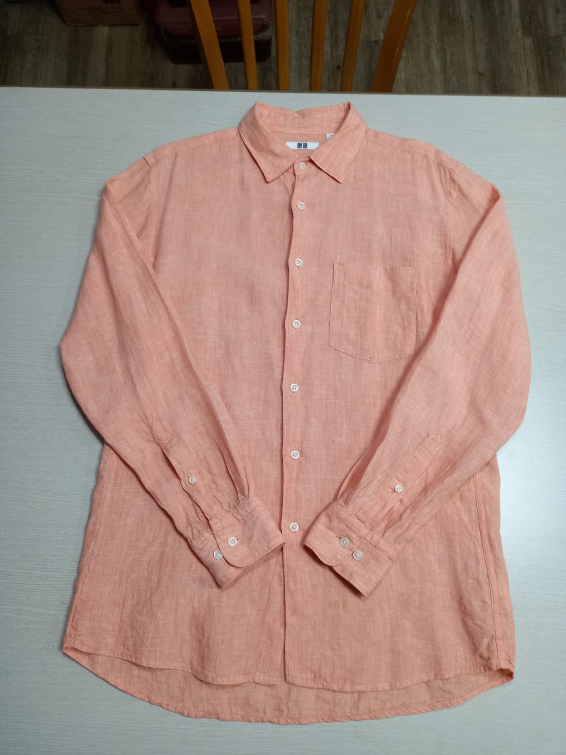 M95 유니끌로 린넨100% 긴팔셔츠 감색 M-20 상품이미지3