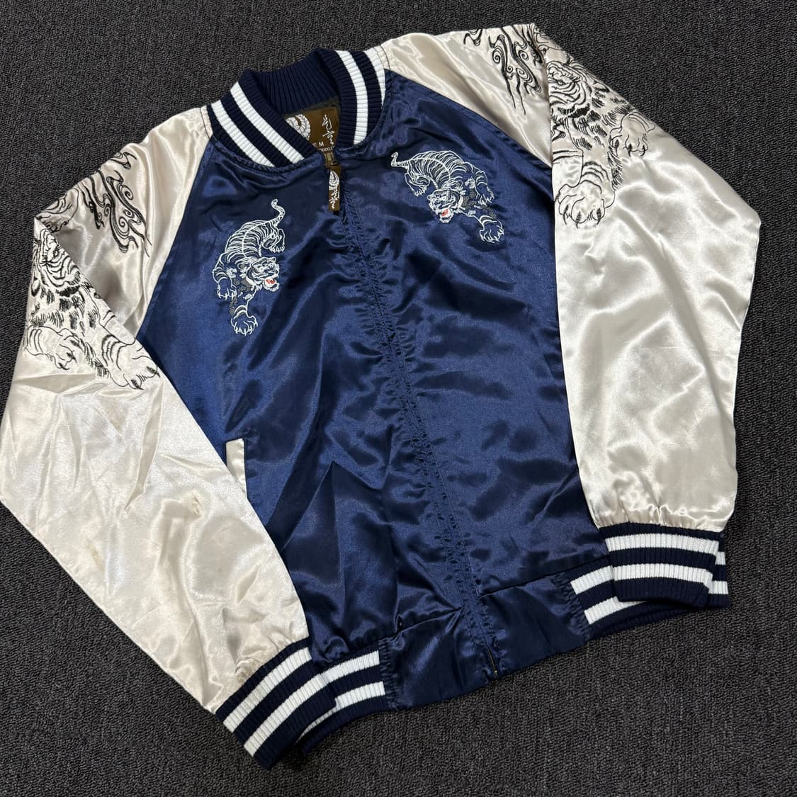 일본 오리엔탈 자수 블루 실버 스카쟌 상품이미지6