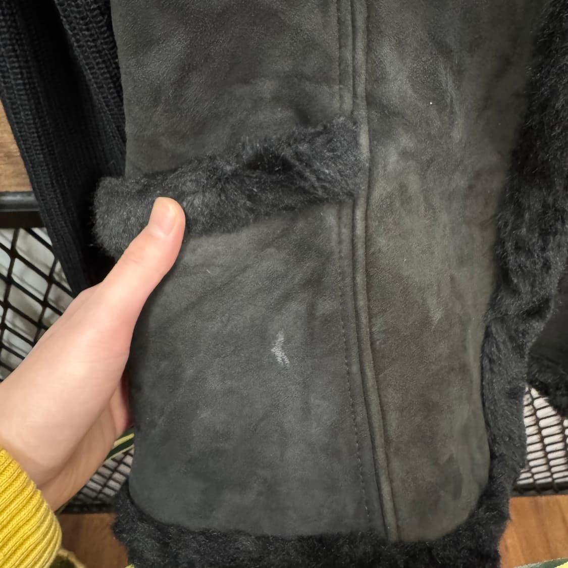 00s JPN VINTAGE 스웨이드 퍼트리밍 니트 자켓 블랙 상품이미지6