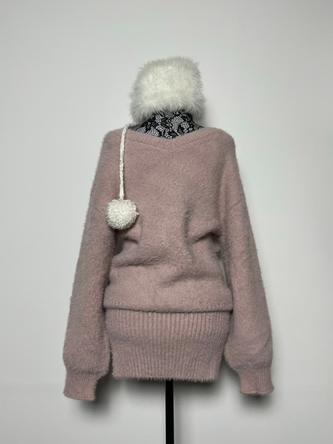 Jpn 핑크 히메갸루 오프숄더 퍼 니트 상품이미지3